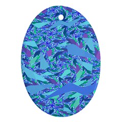 Blue Confetti Storm Oval Ornament (two Sides)