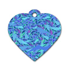 Blue Confetti Storm Dog Tag Heart (one Sided) 