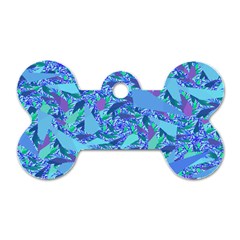 Blue Confetti Storm Dog Tag Bone (two Sided)
