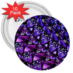  Blue Purple Glass 3  Button (10 Pack)