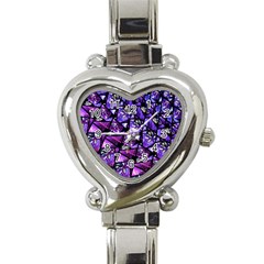  Blue Purple Glass Heart Italian Charm Watch 