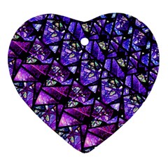  Blue Purple Glass Heart Ornament (two Sides)