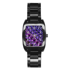  Blue Purple Glass Stainless Steel Barrel Watch by KirstenStar