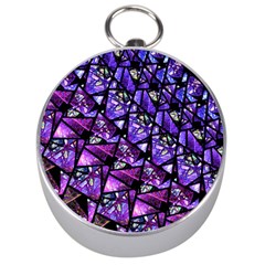  Blue Purple Glass Silver Compass