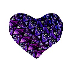  Blue Purple Glass Standard 16  Premium Flano Heart Shape Cushion 