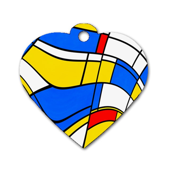 Colorful distorted shapes Dog Tag Heart (One Side)