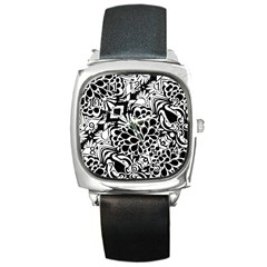 70 s Wallpaper Square Leather Watch