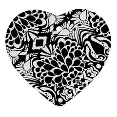 70 s Wallpaper Heart Ornament (two Sides)