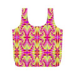 Pink And Yellow Rave Pattern Reusable Bag (m) by KirstenStar