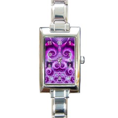 Purple Ecstasy Fractal Rectangle Italian Charm Watch by KirstenStar