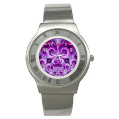 Purple Ecstasy Fractal Stainless Steel Watch by KirstenStar