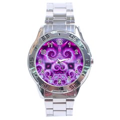 Purple Ecstasy Fractal Stainless Steel Analogue Watch by KirstenStar