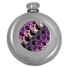 Hippy Fractal Spiral Stacks Hip Flask (round) by KirstenStar