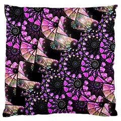 Hippy Fractal Spiral Stacks Large Flano Cushion Case (one Side) by KirstenStar