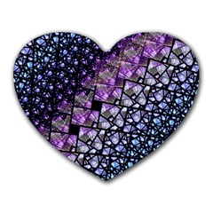 Dusk Blue And Purple Fractal Mouse Pad (heart) by KirstenStar