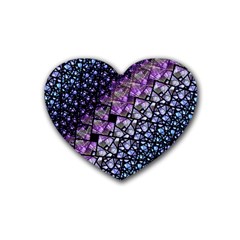 Dusk Blue And Purple Fractal Drink Coasters (heart) by KirstenStar