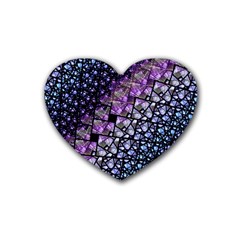 Dusk Blue And Purple Fractal Drink Coasters 4 Pack (heart)  by KirstenStar