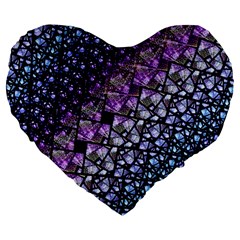 Dusk Blue And Purple Fractal Large 19  Premium Heart Shape Cushion by KirstenStar