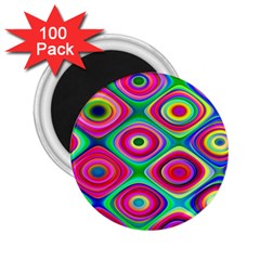 Psychedelic Checker Board 2 25  Button Magnet (100 Pack) by KirstenStar