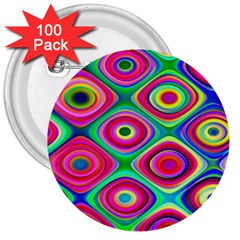 Psychedelic Checker Board 3  Button (100 Pack) by KirstenStar