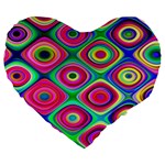 Psychedelic Checker Board Large 19  Premium Flano Heart Shape Cushion Front