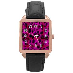 Pink Leopard Rose Gold Leather Watch  by ArtistRoseanneJones