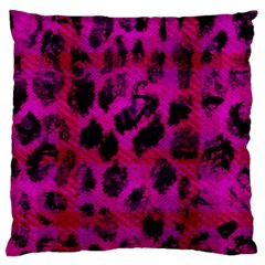 Pink Leopard Large Flano Cushion Case (one Side) by ArtistRoseanneJones