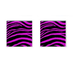 Pink Zebra Cufflinks (square) by ArtistRoseanneJones