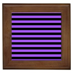 Purple Stripes Framed Ceramic Tile by ArtistRoseanneJones