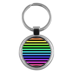 Rainbow Stripes Key Chain (round)