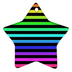 Rainbow Stripes Star Ornament (two Sides) by ArtistRoseanneJones