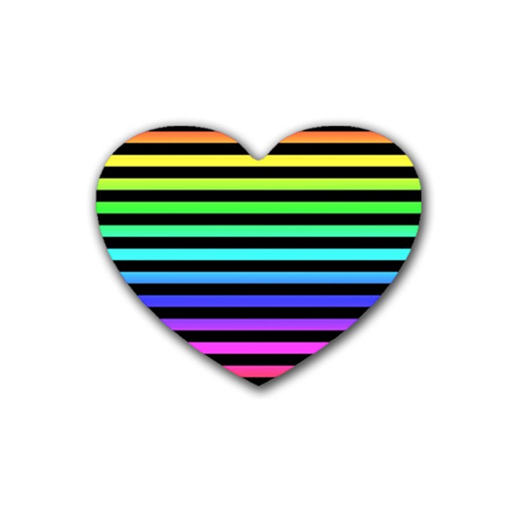 Rainbow Stripes Drink Coasters (Heart)