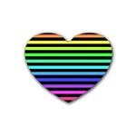 Rainbow Stripes Drink Coasters 4 Pack (Heart)  Front