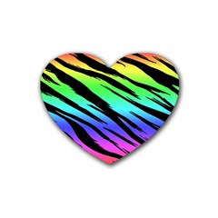 Rainbow Tiger Drink Coasters 4 Pack (heart)  by ArtistRoseanneJones