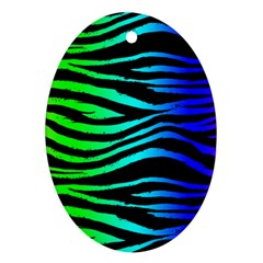 Rainbow Zebra Oval Ornament by ArtistRoseanneJones