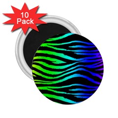 Rainbow Zebra 2 25  Button Magnet (10 Pack) by ArtistRoseanneJones