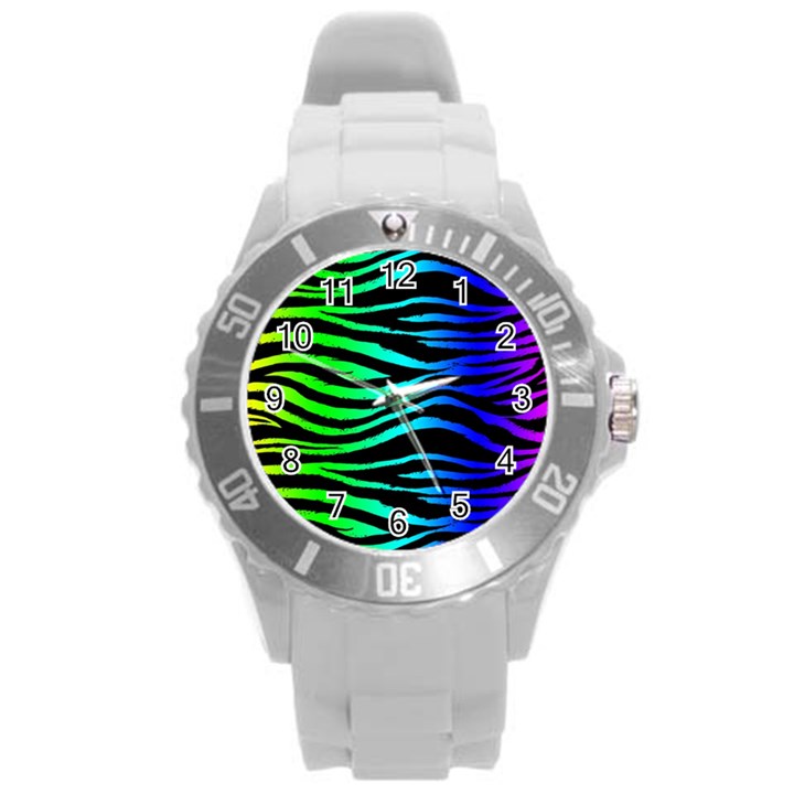 Rainbow Zebra Plastic Sport Watch (Large)