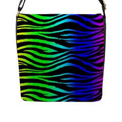 Rainbow Zebra Flap Closure Messenger Bag (l) by ArtistRoseanneJones