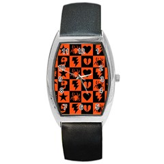 Goth Punk Checkers Tonneau Leather Watch by ArtistRoseanneJones