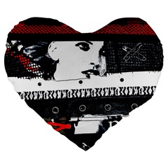 Punk Chick Large 19  Premium Flano Heart Shape Cushion by ArtistRoseanneJones