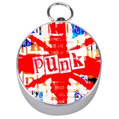 Punk Union Jack Silver Compass by ArtistRoseanneJones