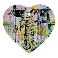 Graffiti Graphic Robot Heart Ornament