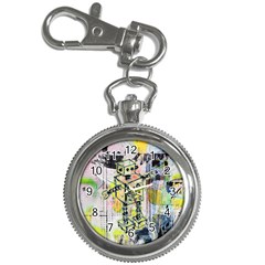 Graffiti Graphic Robot Key Chain Watch