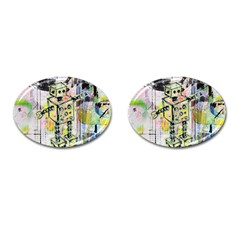 Graffiti Graphic Robot Cufflinks (Oval)