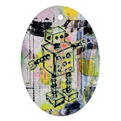 Graffiti Graphic Robot Oval Ornament (two Sides) by ArtistRoseanneJones