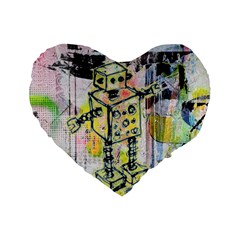 Graffiti Graphic Robot Standard 16  Premium Heart Shape Cushion 