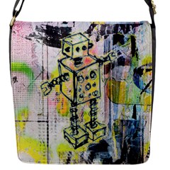 Graffiti Graphic Robot Flap Closure Messenger Bag (small) by ArtistRoseanneJones