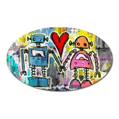 Graffiti Pop Robot Love Magnet (oval) by ArtistRoseanneJones