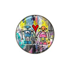 Graffiti Pop Robot Love Golf Ball Marker 4 Pack (for Hat Clip) by ArtistRoseanneJones