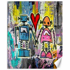 Graffiti Pop Robot Love Canvas 16  X 20  (unframed) by ArtistRoseanneJones